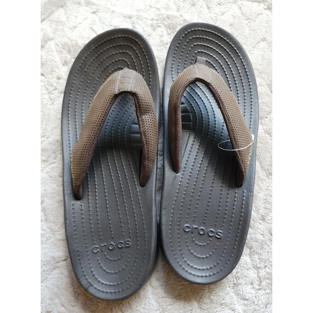 Crocs Bogota Brown Flip Flop Sandals Mens 10 204971 Sporty Casual Thong Shoes